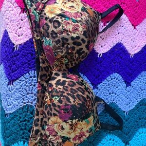 Floral Leopard Print Bra